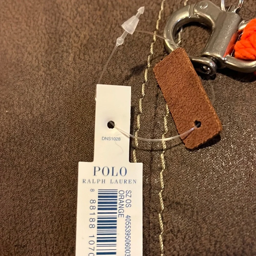Polo Ralph Lauren cotton keychain key chain nautical new lanyard FOB orange